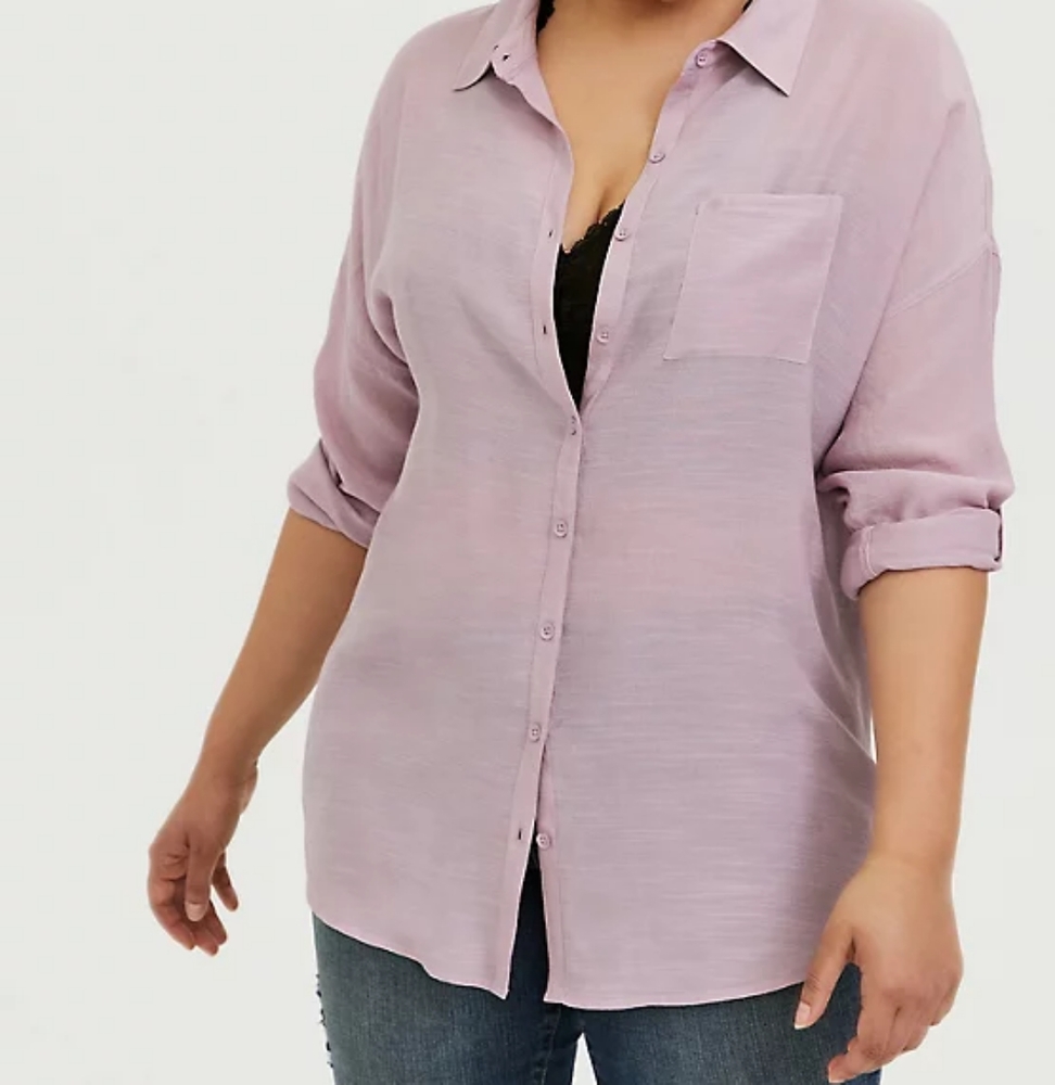 MAUVE PINK GAUZE DROP SHOULDER BUTTON FRONT TUNIC